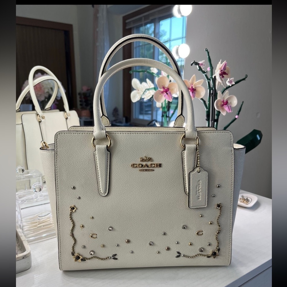 Coach Leah Satchel With Stardust Crystal Rivets